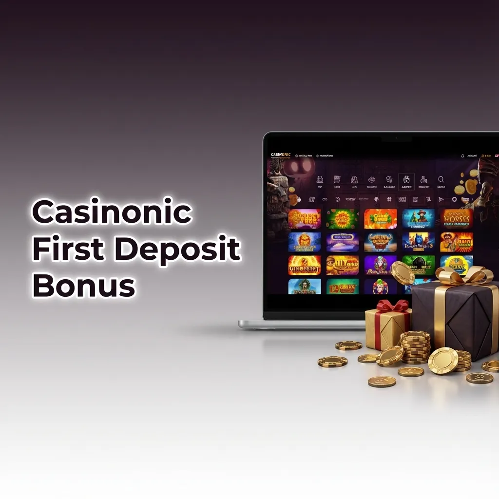 Banner for Casinonic 550% first deposit bonus up to AU$5,000, showing boosted casino balance on sign-up