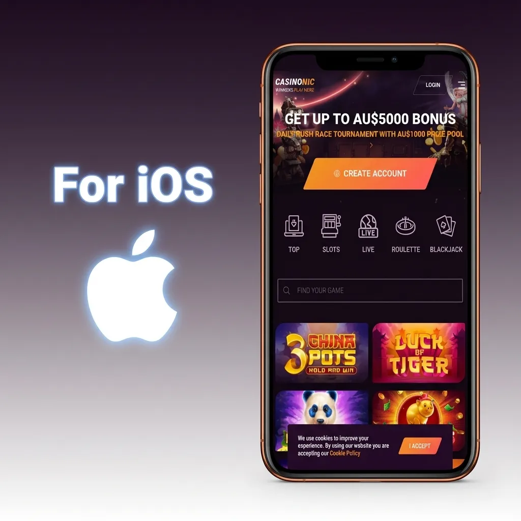 iPhone showing Casinonic casino in Safari with steps to add the site to the iOS home screen as an app-like shortcut