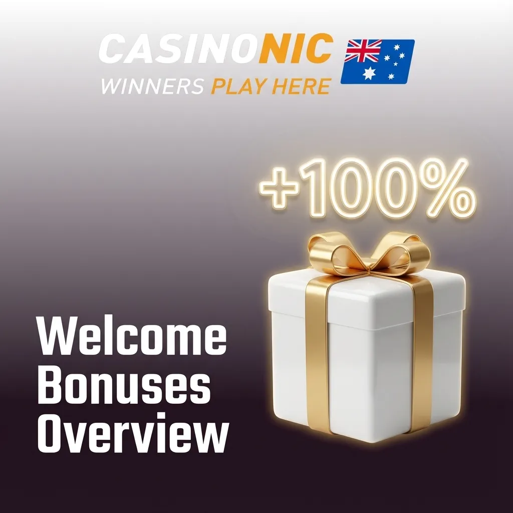 Table titled “Welcome Bonuses Overview” comparing Casinonic casino and sports betting welcome bonus percentages and conditions.