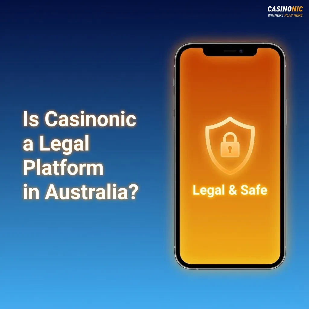 Infographic titled “Is Casinonic a Legal Platform in Australia?” explaining licensing, audits, and responsible gambling safeguards