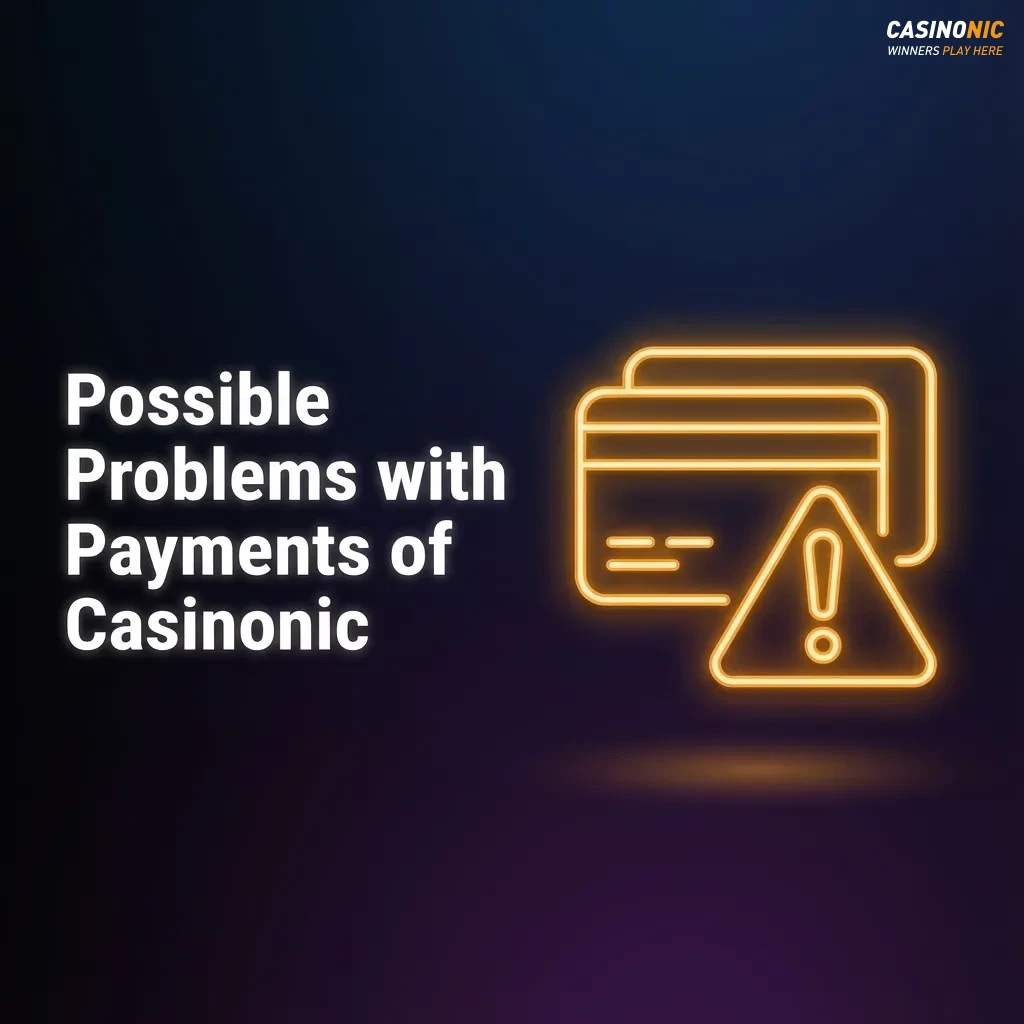 Illustration of Casinonic payment issues: declined card, pending deposits, delayed withdrawals, and bonus blocking cashouts.