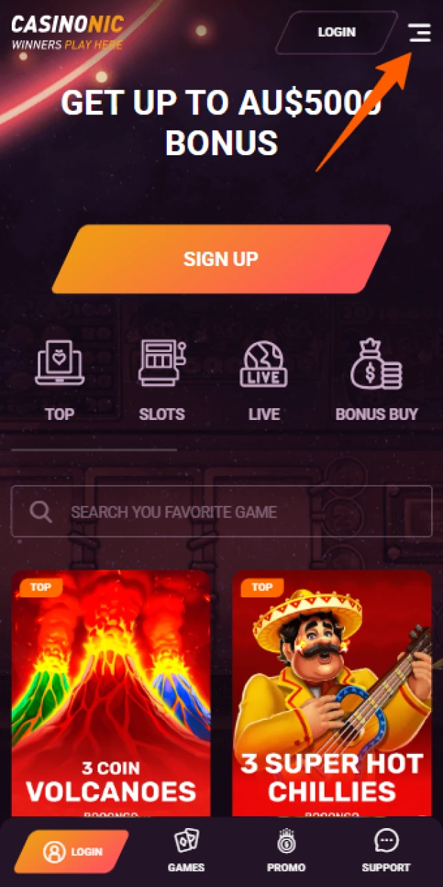 Click the iOS button to begin the Casinonic App installation.