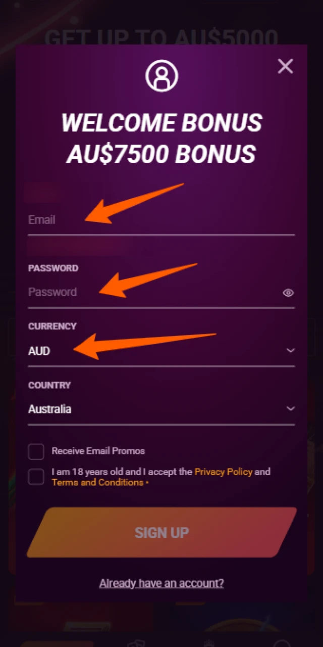 Complete your personal profile within the Casinonic App to play.