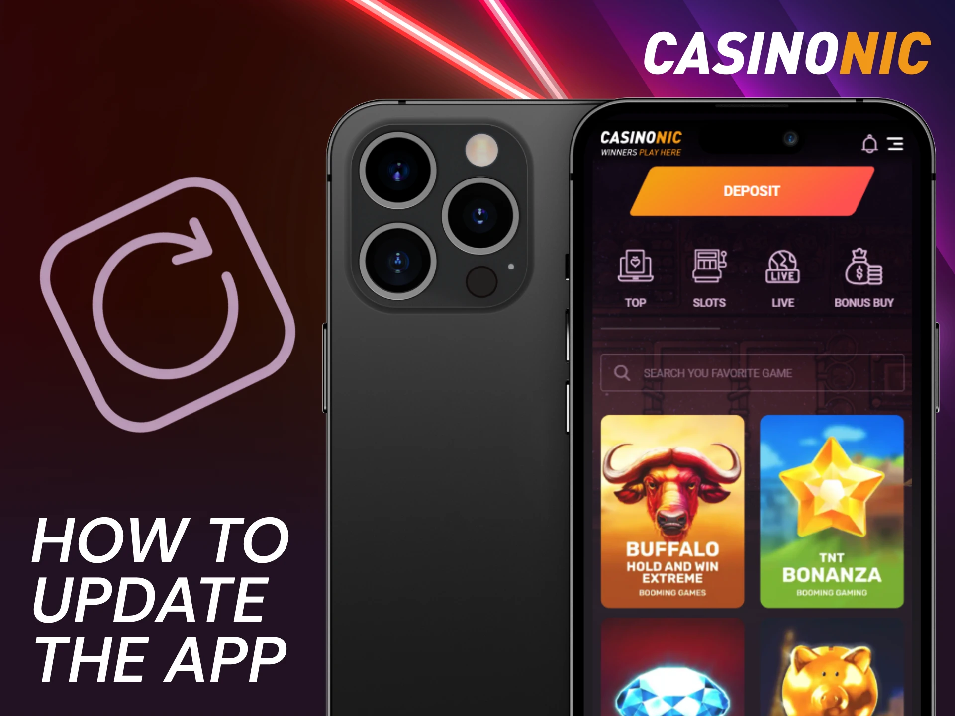 Learn how to update your Casinonic App to the newest version.