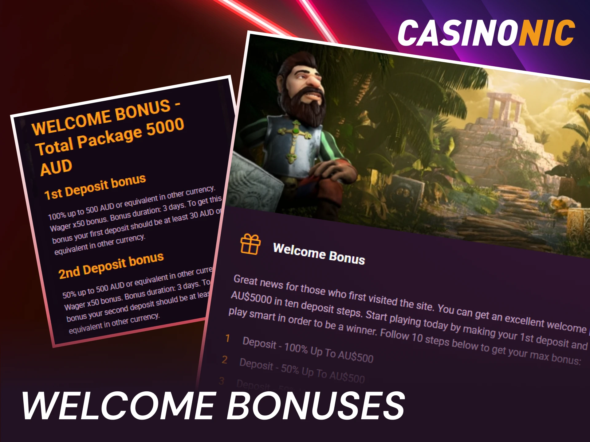 Register now to activate your first Casinonic bonuses and promotions.