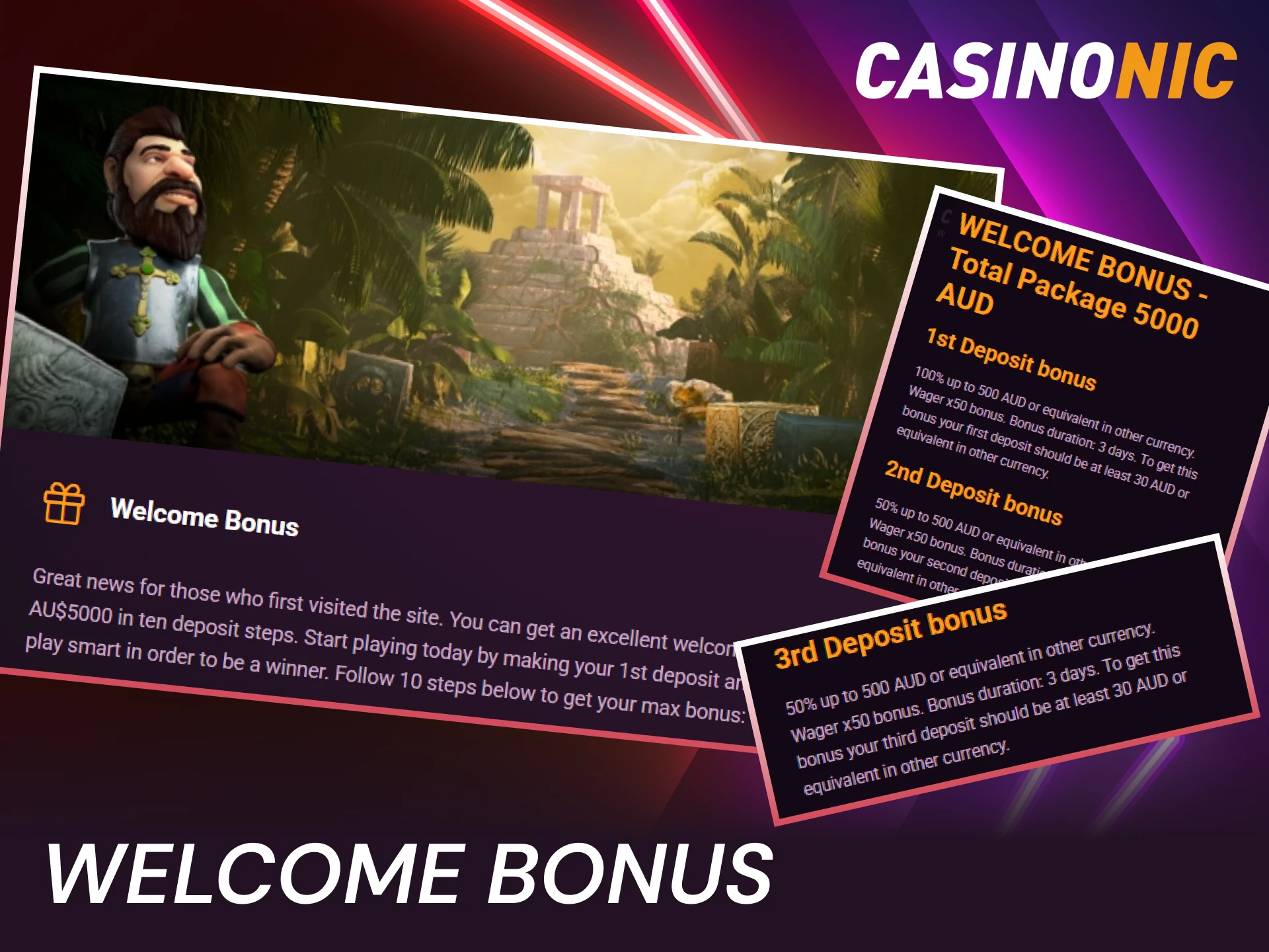 Claim a massive welcome bonus on the Casinonic website today.