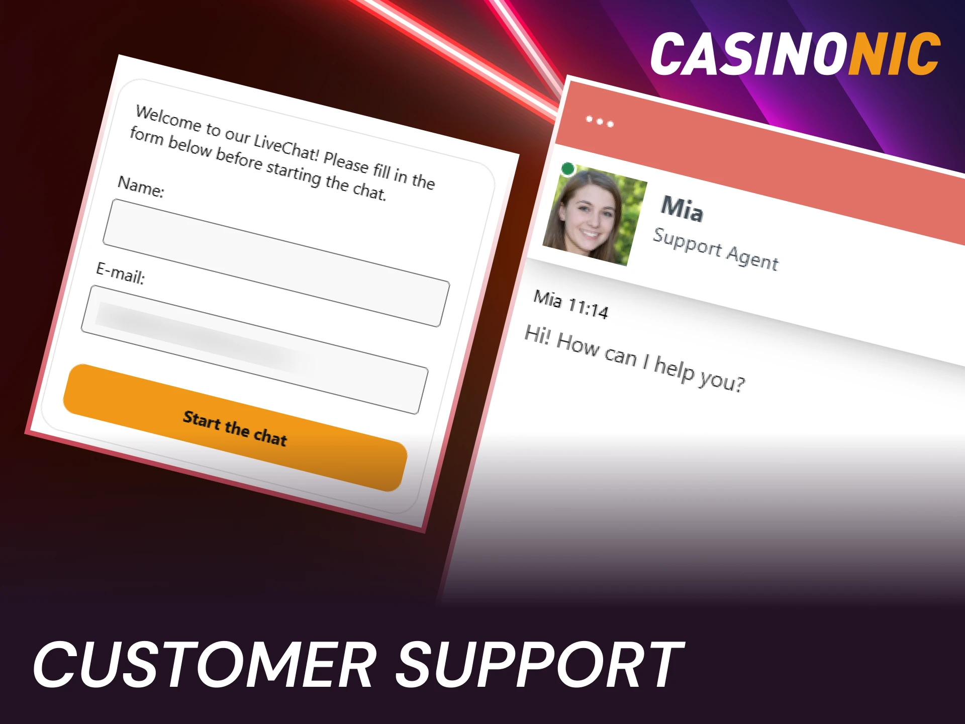 Contact support for assistance with Casinonic Deposit and Withdrawal Methods in Australia.