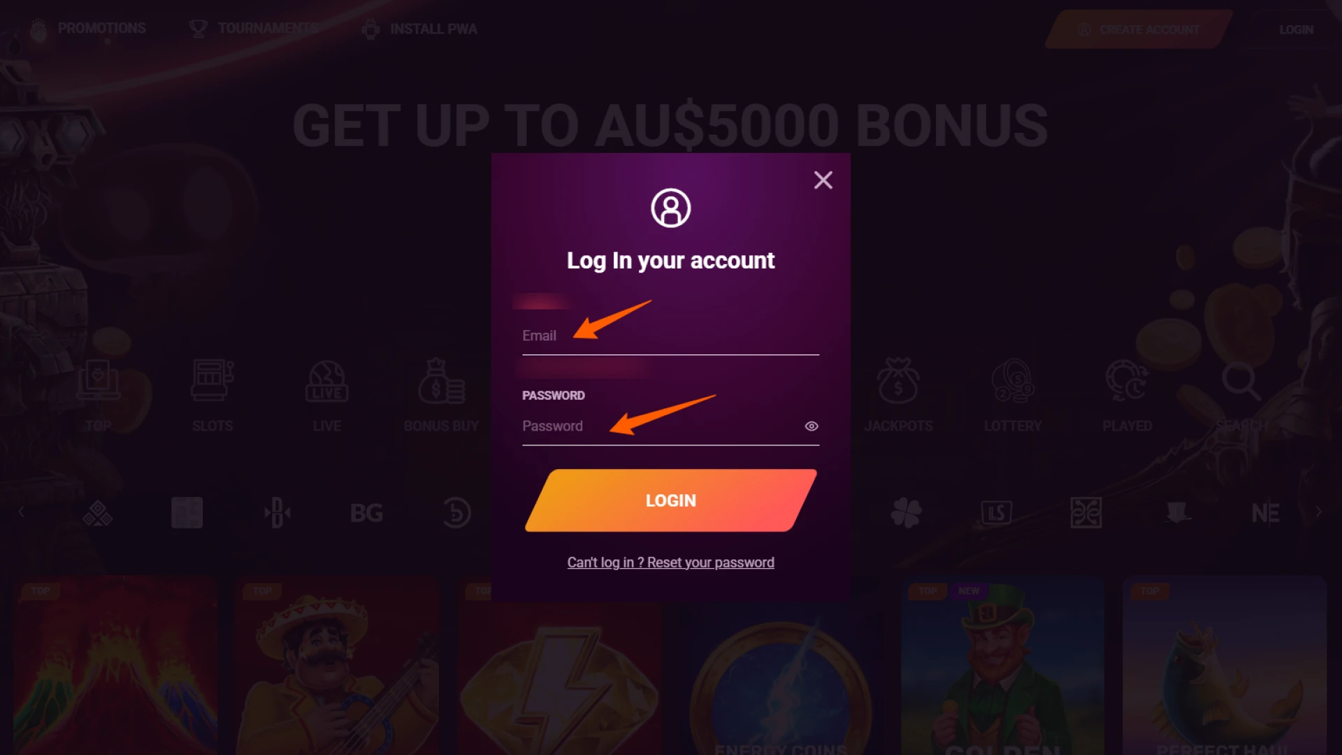 Provide your account details for Casinonic Registration and Login access.