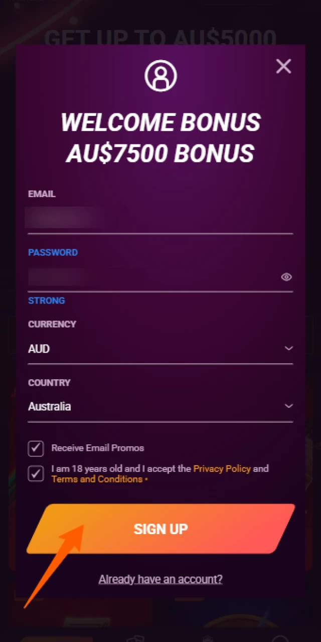 Confirm your mobile account to activate your Casinonic Registration now.